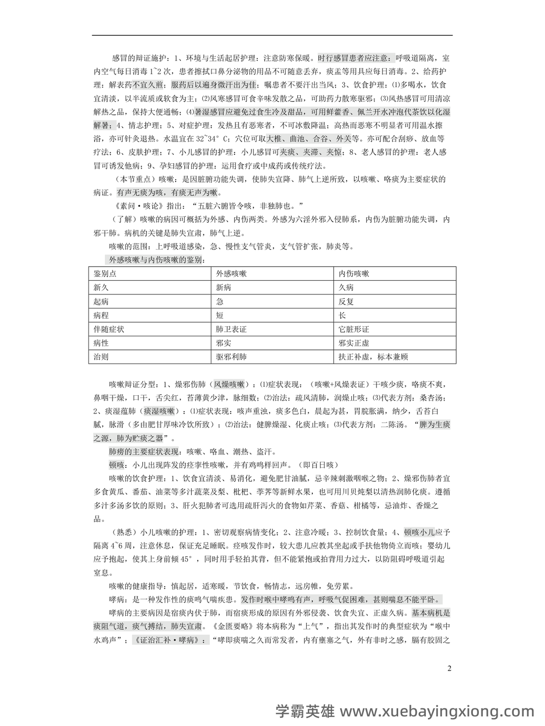 中医临床护理学大家有什么软件推荐吗？ - 03_《中医临床护理学》复习资料_《中医临床护理学》笔记_第2页_学霸英雄_www.xuebayingxiong.com