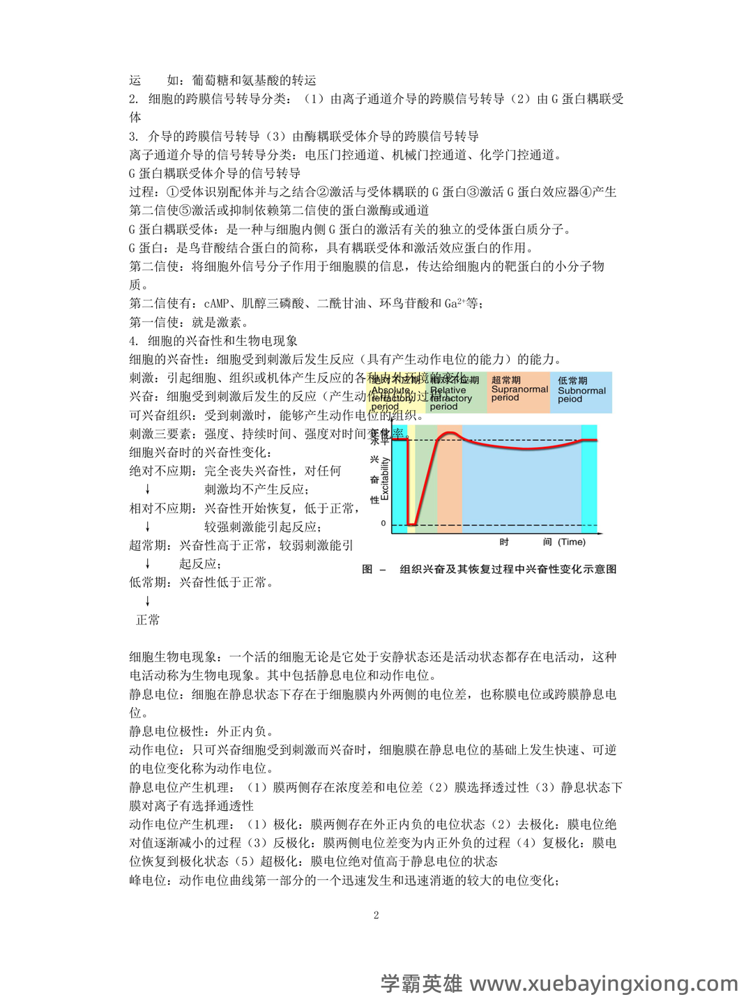 动物生理学考研复习与知识点整理大全 - 02_《动物生理学》复习资料_《动物生理学》复习资料全_第2页_学霸英雄_www.xuebayingxiong.com