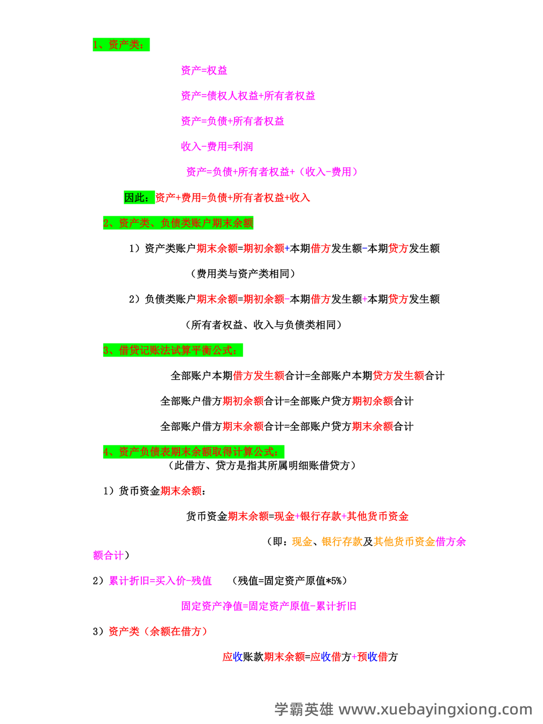 基础会计学 bilibili - 02_《基础会计学》复习资料_《基础会计学》公式汇总_第1页_学霸英雄_www.xuebayingxiong.com 基础会计学 bilibili - 02_《基础会计学》复习资料_《基础会计学》公式汇总_第1页_学霸英雄_www.xuebayingxiong.com