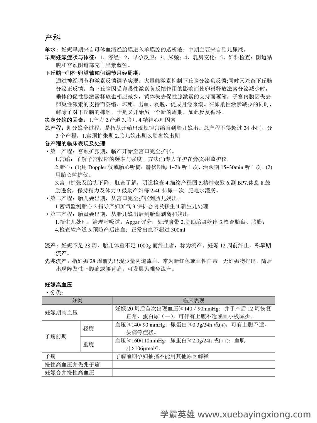 《妇产科学》知识点合集 - 03_《妇产科学》复习资料_《妇产科学》复习资料_第1页_学霸英雄_www.xuebayingxiong.com
