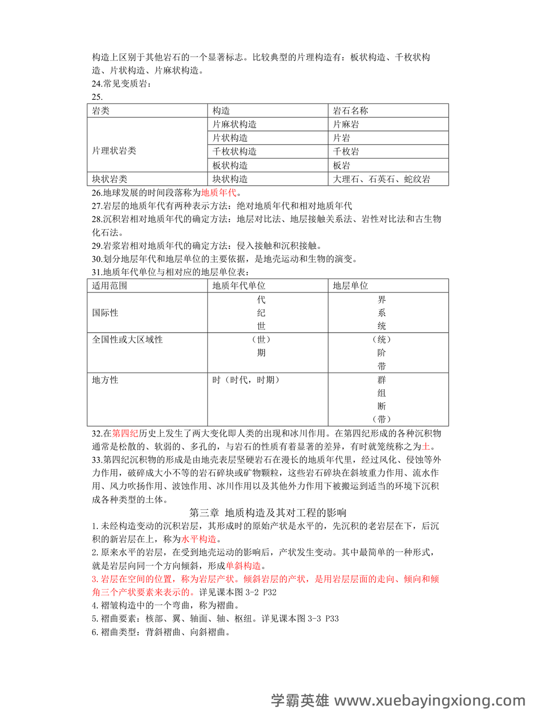 工程地质学名词解释和思考题答案最新版 工程地质 - 04_《工程地质学》复习资料_《工程地质学》复习资料整理_第2页_学霸英雄_www.xuebayingxiong.com