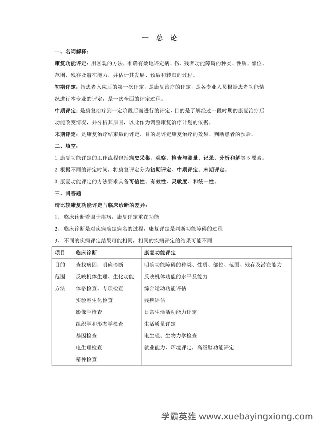康复功能评定名词解释大全汇总 - 06_《康复功能评定》复习资料_《康复功能评定》重点笔记_第1页_学霸英雄_www.xuebayingxiong.com 康复功能评定名词解释大全汇总 - 06_《康复功能评定》复习资料_《康复功能评定》重点笔记_第1页_学霸英雄_www.xuebayingxiong.com