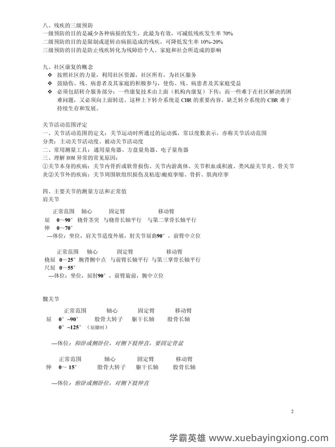 2023年康复治疗学专业技术及理论知识考试题库(附含答案)-20231108.docx - 02_《康复治疗学》复习资料_《康复治疗学》知识点_第2页_学霸英雄_www.xuebayingxiong.com