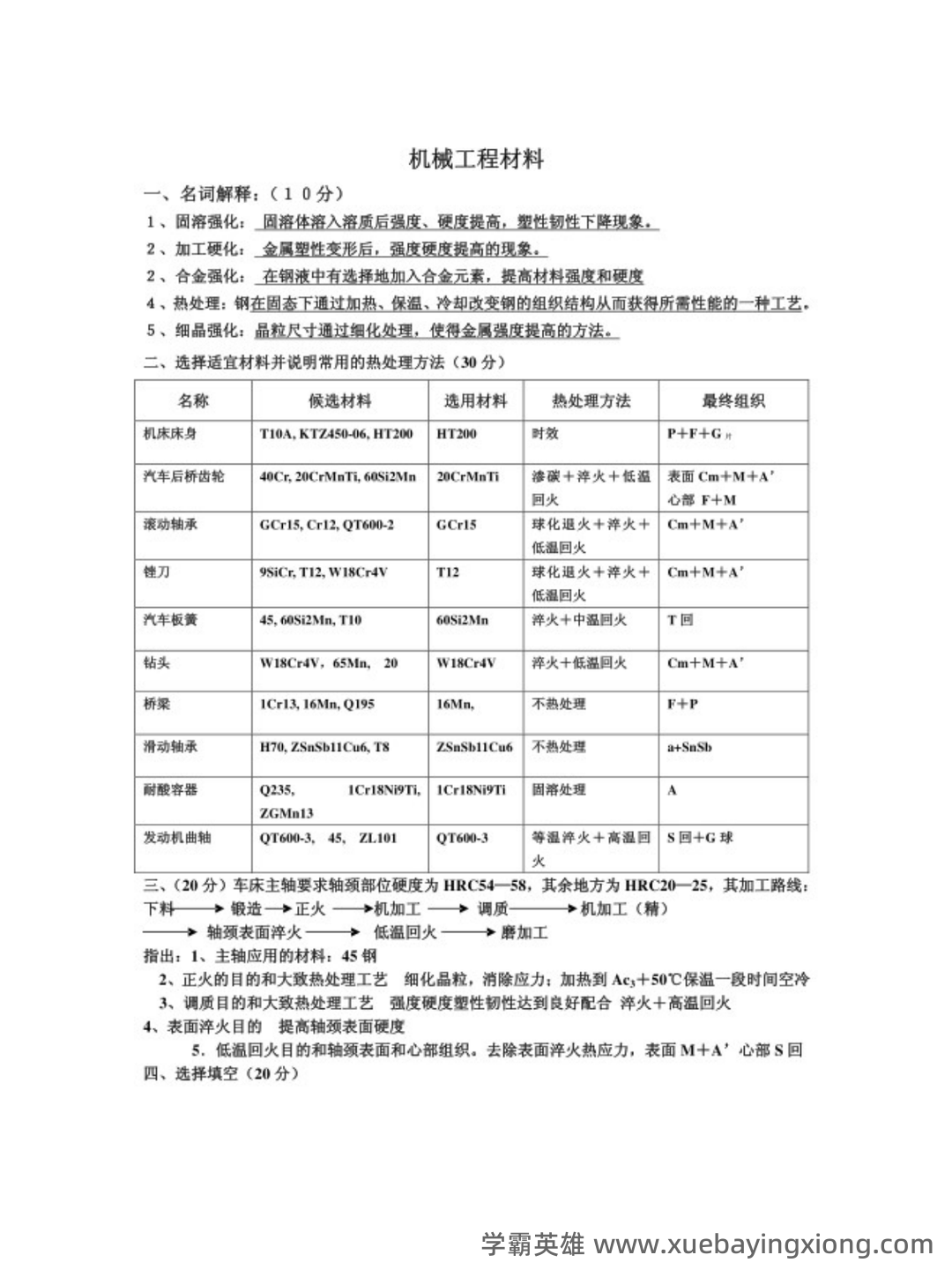 机械工程材料及成型工艺技术名词解释汇总 - 04_《机械工程材料及成型工艺技术》复习资料_《机械工程材料及成型工艺技术》试题答案_第1页_学霸英雄_www.xuebayingxiong.com 机械工程材料及成型工艺技术名词解释汇总 - 04_《机械工程材料及成型工艺技术》复习资料_《机械工程材料及成型工艺技术》试题答案_第1页_学霸英雄_www.xuebayingxiong.com