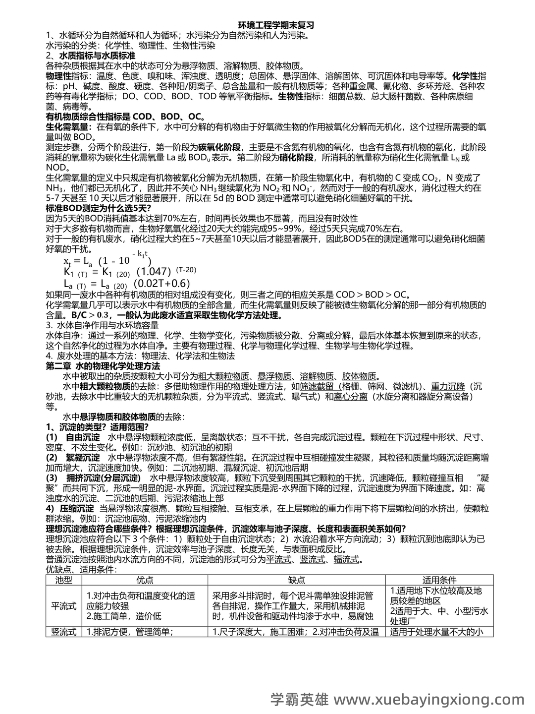 环境工程学期末试题整理题库大全 - 04_《环境工程学》复习资料_《环境工程学》期末复习完整版_第1页_学霸英雄_www.xuebayingxiong.com