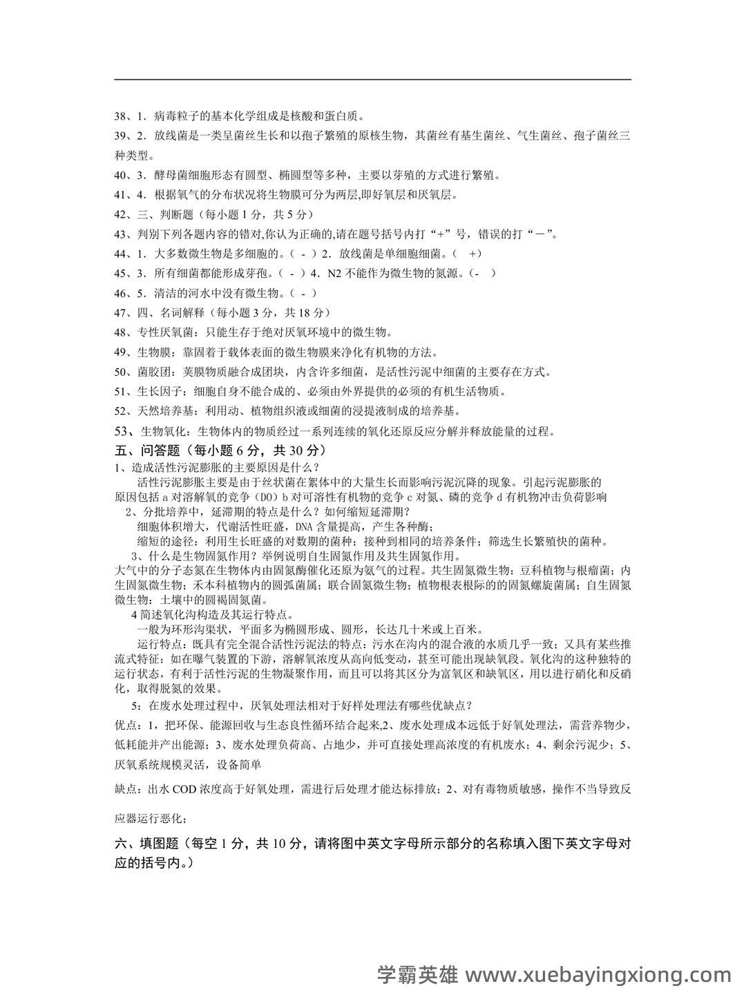 环境工程微生物学复习题 - 03_《环境微生物学》复习资料_《环境微生物学》试题库(1-10)_第2页_学霸英雄_www.xuebayingxiong.com