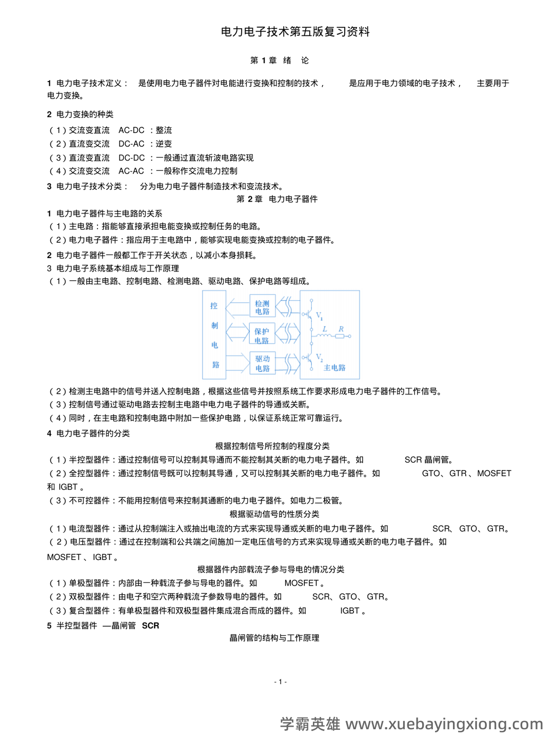 电工电子技术(第4版)曾令琴章后检测题习题解答.docx - 01_《电力电子技术》复习资料_《电力电子技术》复习资料_第1页_学霸英雄_www.xuebayingxiong.com 电工电子技术(第4版)曾令琴章后检测题习题解答.docx - 01_《电力电子技术》复习资料_《电力电子技术》复习资料_第1页_学霸英雄_www.xuebayingxiong.com