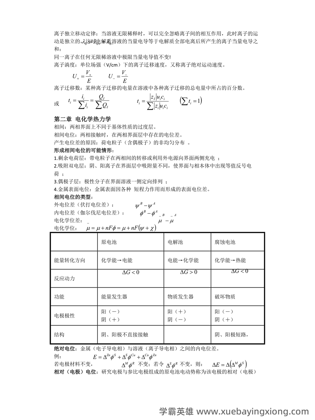 真不难,轻松拿98+,重点/笔记/题库,最全最新的《电化学原理》复习攻略 - 03_《电化学原理》复习资料_《电化学原理》知识点_第2页_学霸英雄_www.xuebayingxiong.com 真不难,轻松拿98+,重点/笔记/题库,最全最新的《电化学原理》复习攻略 - 03_《电化学原理》复习资料_《电化学原理》知识点_第2页_学霸英雄_www.xuebayingxiong.com
