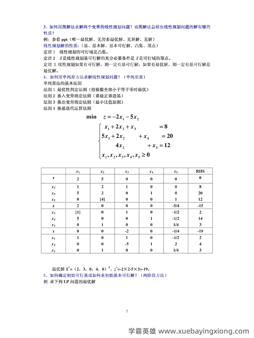管理运筹学期末复习题 - 02_《管理运筹学》复习资料_《管理运筹学》知识点总结_第2页_学霸英雄_www.xuebayingxiong.com