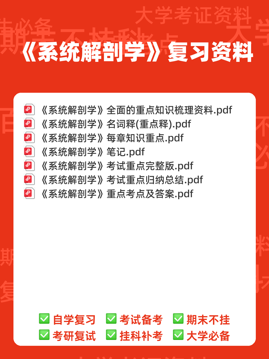 系统解剖学名词解释 - 00_《系统解剖学》复习资料_封面首图_学霸英雄_www.xuebayingxiong.com