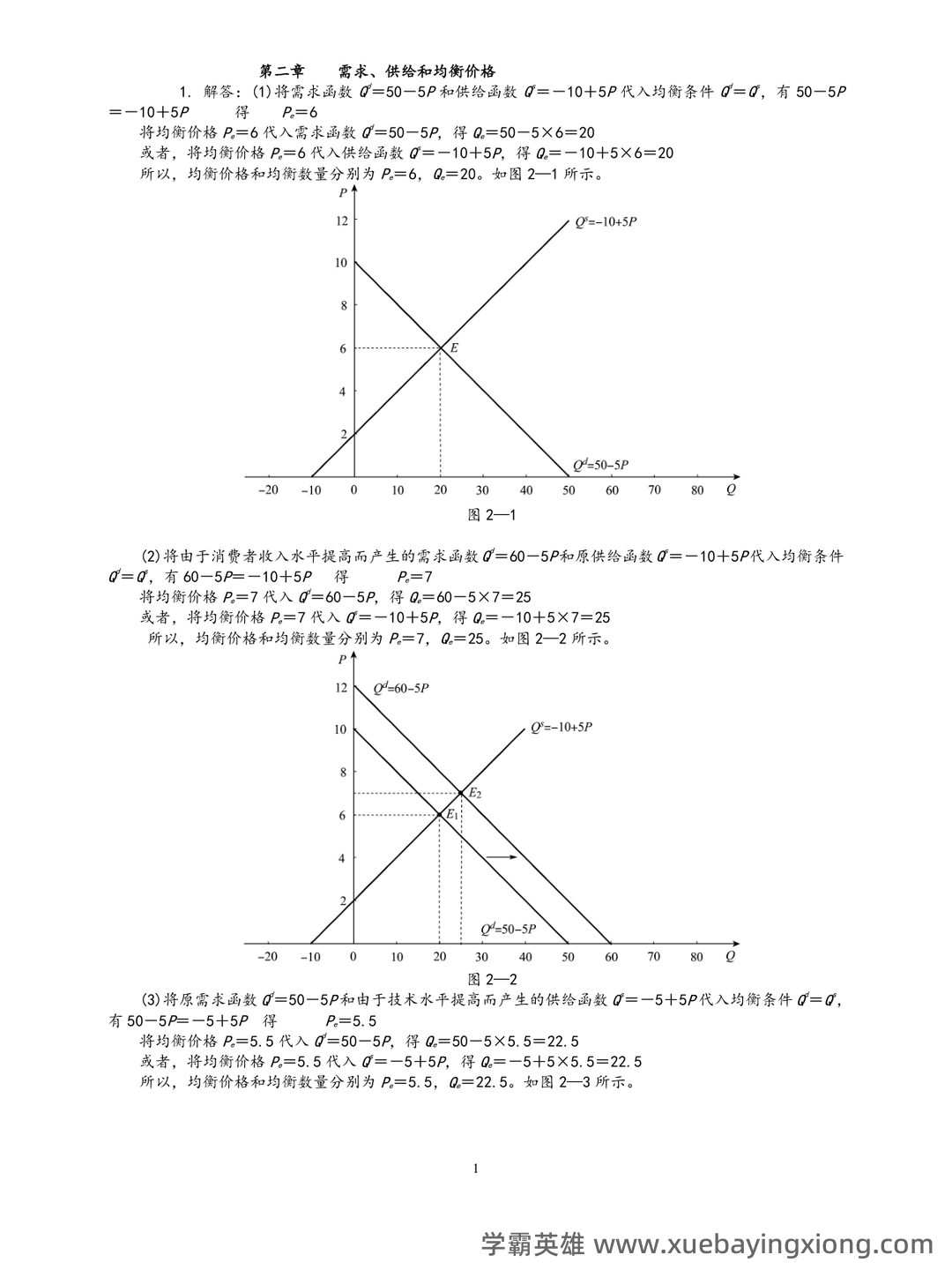 西方经济学考试题库(含参考答案).pdf - 06_《西方经济学》复习资料_《西方经济学》微观部分(高鸿业第六版)课后习题答案_第1页_学霸英雄_www.xuebayingxiong.com
