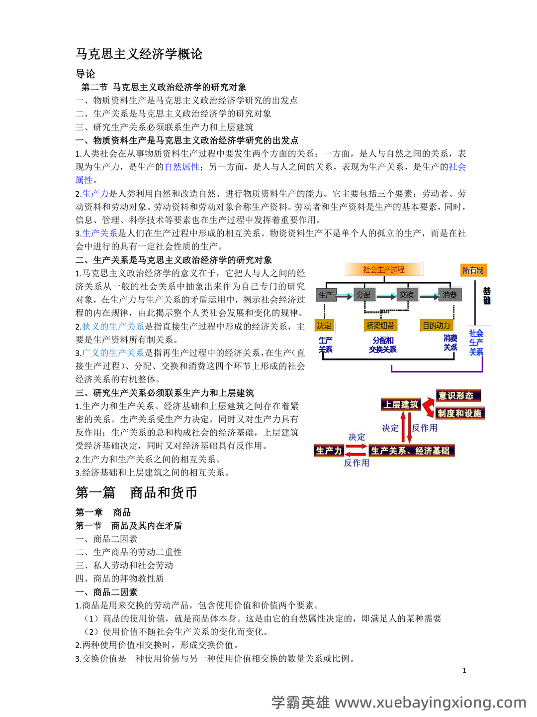 马克思主义政治经济学概论试题及答案 - 02_《马克思主义政治经济学概论》复习资料_《马克思主义政治经济学概论》笔记详版_第1页_学霸英雄_www.xuebayingxiong.com 马克思主义政治经济学概论试题及答案 - 02_《马克思主义政治经济学概论》复习资料_《马克思主义政治经济学概论》笔记详版_第1页_学霸英雄_www.xuebayingxiong.com
