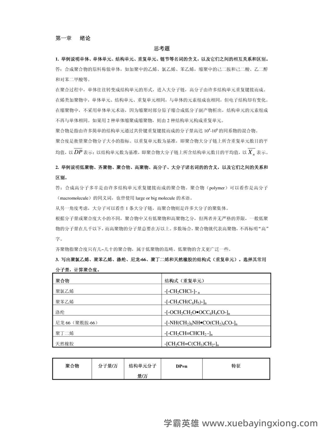 高分子化学名词解释 (04) - 04_《高分子化学》复习资料_《高分子化学》课后习题答案_第1页_学霸英雄_www.xuebayingxiong.com 高分子化学名词解释 (04) - 04_《高分子化学》复习资料_《高分子化学》课后习题答案_第1页_学霸英雄_www.xuebayingxiong.com